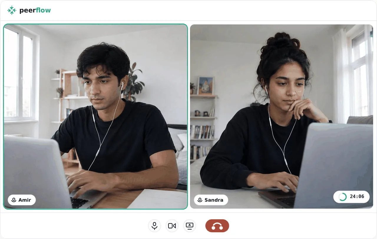Two people in a video session, cameras on